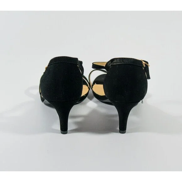 Dream Pairs Lexii Black Open Toe Stilettos Ankle Strap 2.5" Heel Shoes Sz 11 - Picture 4 of 8